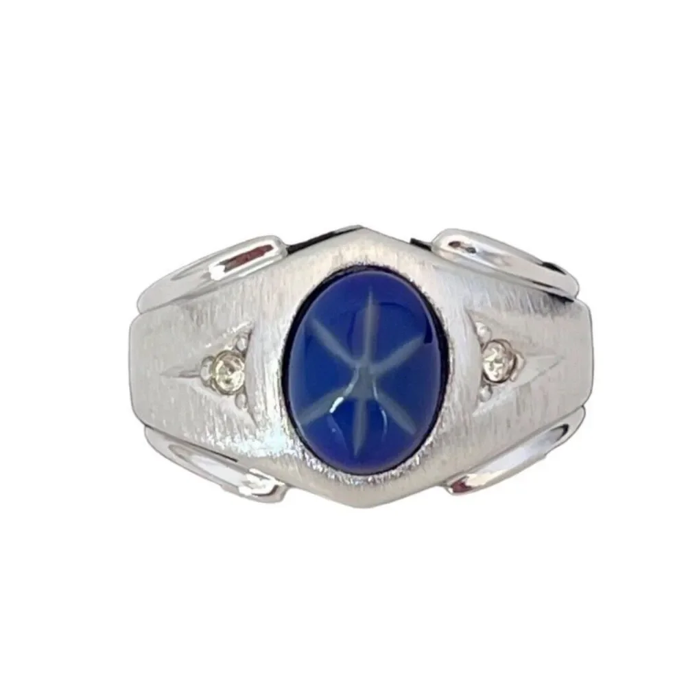 Vintage 1960s Ring Size 13 Uncas Simulated Star Sapphire Mid Century - 14Q